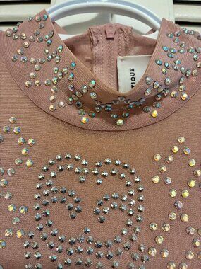 Pink Rhinestone Dress Size M Lined The Boutique X